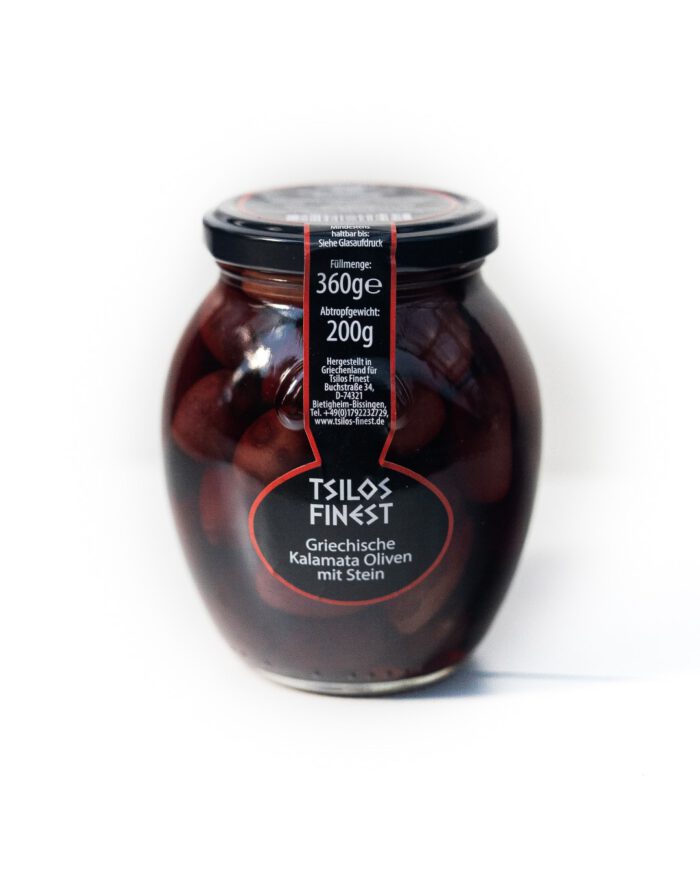 Griechische Kalamata Oliven mit Stein, 370ml in Lake – Bild 1
